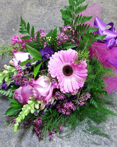 Purple & Pink Presentation with boutonniere