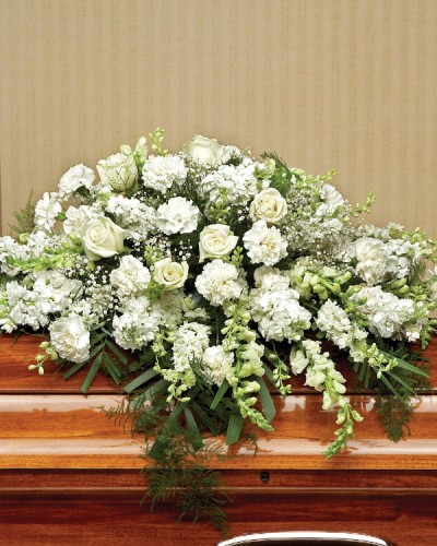 White Roses and Carnations Casket Spray