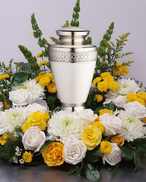 Yellow and White Urn Wreath