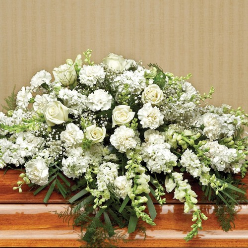 White Roses and Carnations Casket Spray